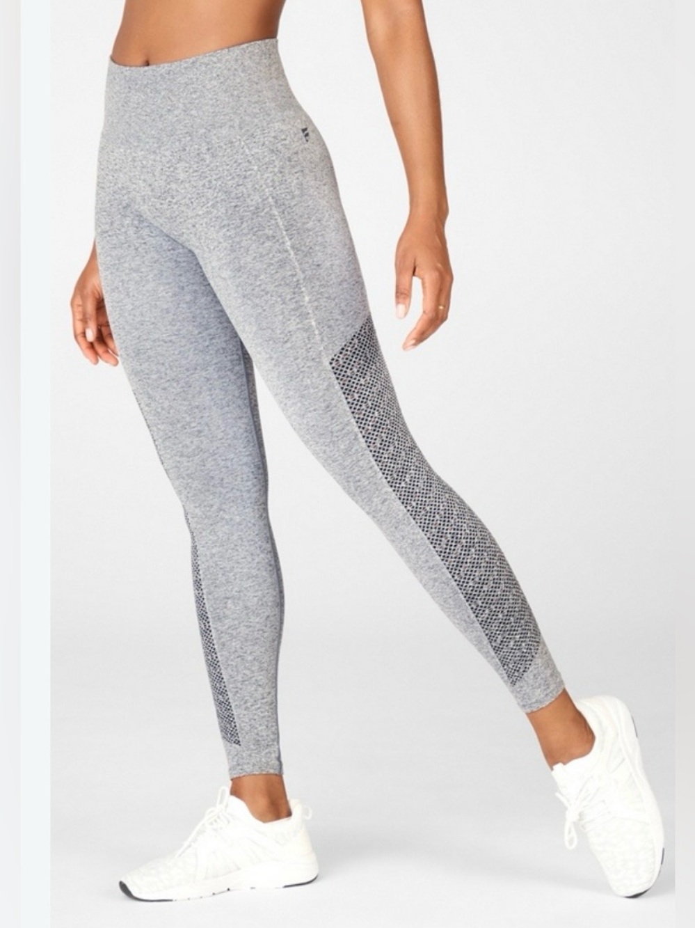 Fabletics Heather Gray Leggings with Side Lace Trim - S